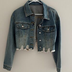 SHEIN Blue Distressed Jean Jacket